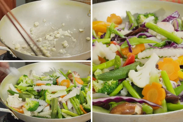 Xào rau củ trên lửa lớn để xanh và giòn hơn