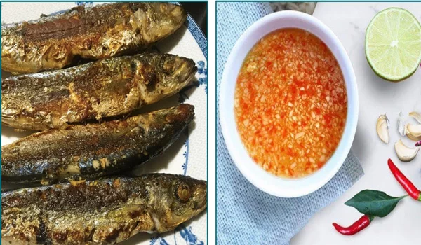 Cá nục chiên giòn ăn với nước mắm