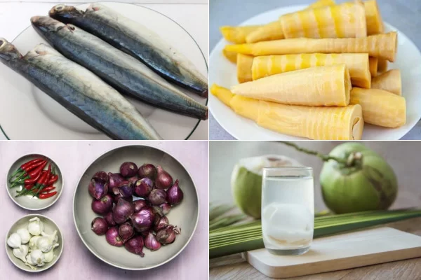 Các nguyên liệu để làm món cá nục kho măng