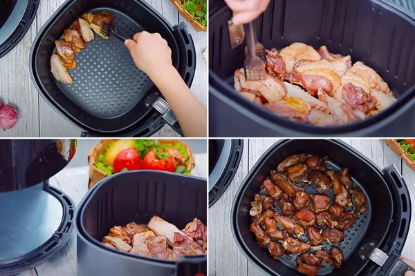 làm món ngan cháy tỏi bằng nồi chiên không dầu