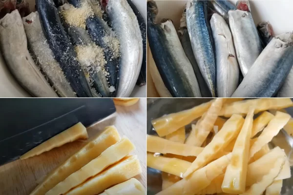 Sơ chế cá nục và măng thật kỹ trước khi đem kho