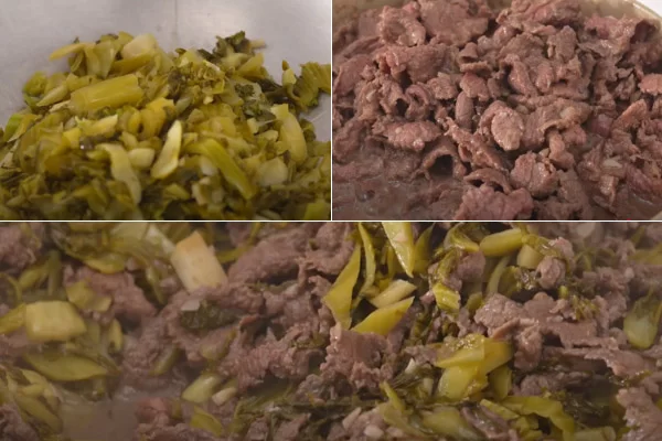 Xào thịt bò và dưa cải muối