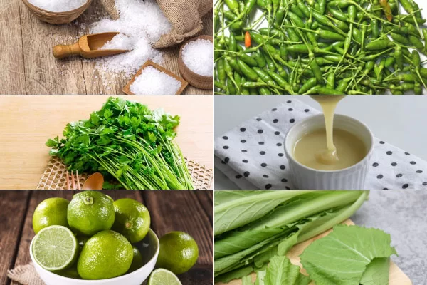 Nguyên liệu để làm muối ớt xanh chấm đồ nướng