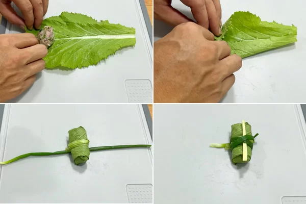 Cuộn Cá Với Cải Bẹ Xanh