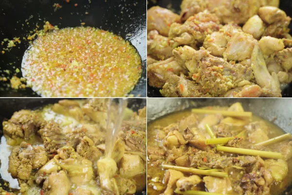 Khi gà chín vớt phần sả đập dập ra