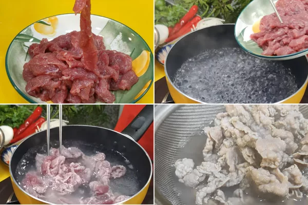 Làm chín bò bằng nước sôi giúp thịt giữ được độ mềm