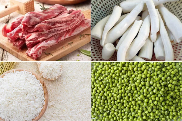 Nguyên Liệu Để Nấu Cháo Sườn Bò Đậu Xanh