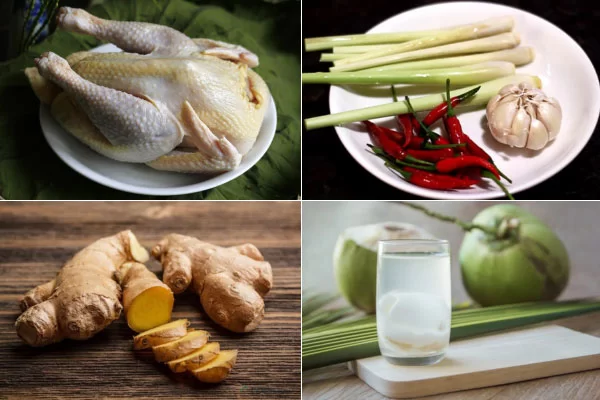 Nguyên liệu làm gà kho sả ớt miền Trung