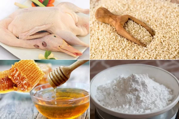 Nguyên liệu làm món vịt tỳ quay tỳ bà