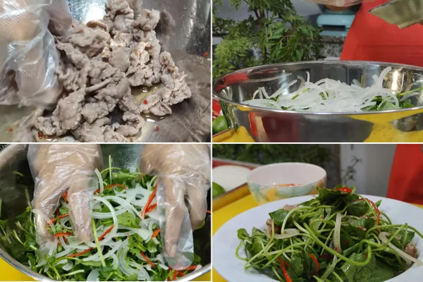 Trộn thịt với nước xốt