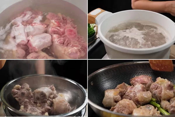 Xào sườn bò trước giúp thịt thơm và ngấm gia vị