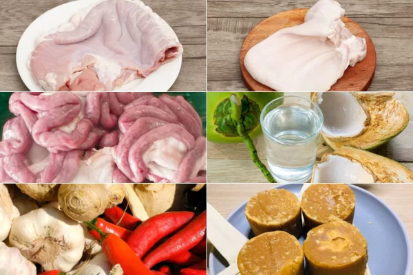 Nguyên liệu để làm món phá lấu heo thơm béo